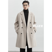 伯爵卓尔双面呢羊毛大衣男中长款2024秋冬通勤呢子外套 黑色 2XL (185) 森林黑