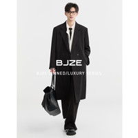伯爵卓尔【cleanfit长款设计】简约风衣男装商务休闲外套男2025春季 森林黑 -中长款(102-112CM) S (165)