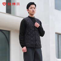 坦博尔轻薄菱格羽绒服马甲男保暖背心短款外穿秋冬保暖羽绒服TF236011 黑色 4XL 195/108