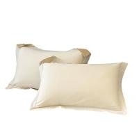 张御 60支全棉枕套一对 48*74cm 100%纯棉亲肤枕套 奶白+浅驼