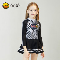 小黄鸭 B.Duck儿童泳衣女童连体长袖防晒宝宝公主裙小童洋气游泳衣 120（身高100-110cm 体重20-30斤）