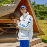 美特斯邦威 男士短款拼接棋盘格羽绒服