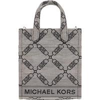 MICHAEL KORS 轻奢MK女包GIGI老花手提包托特包 超小号 米白色/黑色