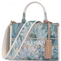 BeLLE 百丽 女包包2024夏季复古刺绣单肩手提斜挎托特包小号X9324BX4 水彩兰 F