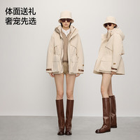 高梵风壳5.0黑金鹅绒服收腰显瘦2025年冬女士五分短款连帽羽绒服外套 铂金3号 S