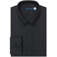 十如仕长袖衬衫男加厚保暖 秋冬款男士法兰绒磨毛免烫衬衣SS02-02 炭黑色-常规版 45