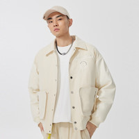 卡宾男装桃皮绒棉衣外套秋冬款宽松刺绣上衣时尚W 杏色15 3XL (190) 56