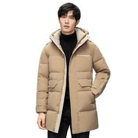 雪中飞羽绒服连帽设计中长款男士秋冬季大口袋防寒保暖外套