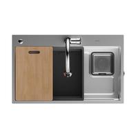 九牧(JOMOO)压纹水槽大单槽洗菜盆厨房不锈钢手工洗碗槽78*48抽拉龙头02384