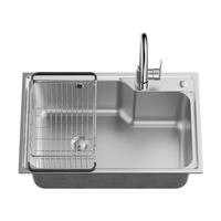 九牧(JOMOO)不锈钢拉丝水槽大容量洗菜盆洗碗池大单槽龙头套餐68*45 02390