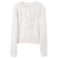 三彩 独醒冬款芝麻点毛衣开衫圆领针织衫泡泡袖毛衫宽松女 米白色 XL 170/92A