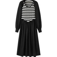 太平鸟拼接假两件连衣裙春季时尚法式长裙高级感减龄