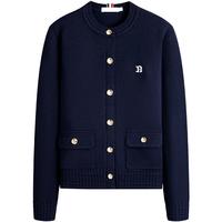 Navigare意大利小帆船简约羊毛衫女士2025秋季亲肤针织衫简约开衫毛衣 海军蓝 XL