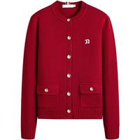 Navigare意大利小帆船简约羊毛衫女士2025秋季亲肤针织衫简约开衫毛衣 勃艮第红 S