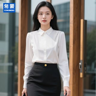 匆蒙春夏衬衫女雪纺女士衬衫polo领百搭时尚衬衫女上衣修身