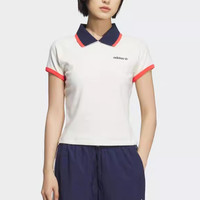 adidas 阿迪达斯 三叶草女子时尚百搭休闲POLO衫修身短袖T恤KF9611