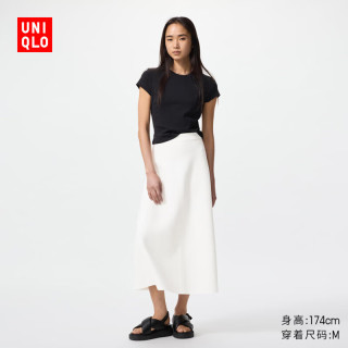 优衣库女装罗纹针织喇叭裙478325 01 乳白色 S /155/64A