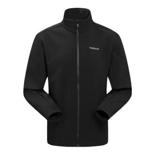 探路者 防风防泼水高弹立领抓绒软壳衣 黑色 2XL