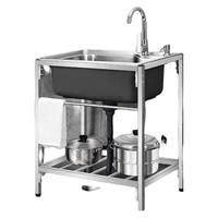 蒲梵洗菜盆不锈钢水槽单槽厨房洗菜池简易洗手盆一体盆洗碗槽洗手池 【普通钢】48*35单槽无龙头款