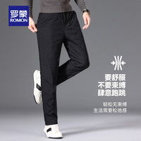 罗蒙（ROMON）外穿羽绒裤男中青年户外休闲百搭2025冬季加厚保暖直筒长裤男 黑色 M (170)