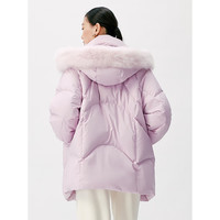太平鸟女装羽绒服冬季毛领一手长简约宽松休闲百搭质感 粉紫 XL