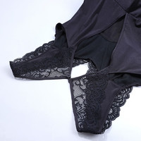 夏.娃.之.秀连体收腹裤凉爽束腰蕾丝提臀凉感夏季露背修身塑身美体衣J4018 黑色 L