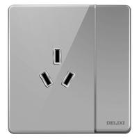 德力西（DELIXI）开关插座面板 CD881溢彩系列2.5D钢化玻璃家用开关大板星空灰色 一开单控三孔16A插座