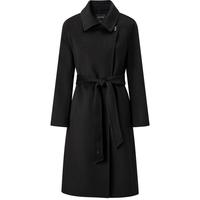 太平鸟女装冬季驼绒水波纹大衣A1AAD4337 黑色 XS