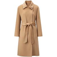 太平鸟女装冬季驼绒水波纹大衣A1AAD4337 咖色 XS