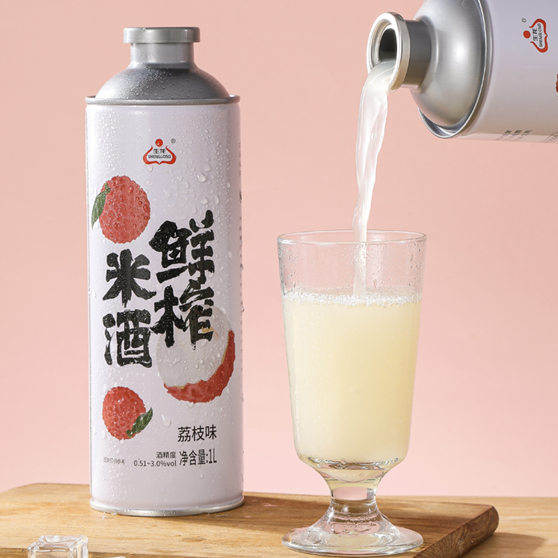 生龙孝感特产荔枝味鲜榨米酒汁醪糟汁甜酒酿【2罐起购更优惠】