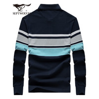 七匹狼【狼族生活】男士T恤长袖秋季宽松POLO保罗衫条纹商务男上衣 101(藏青)-5845款 3XL 185/100A