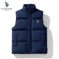 U.S. POLO ASSN.羽绒棉马甲男秋冬季户外防风百搭坎肩背心男外套 深蓝   4XL   