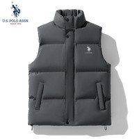U.S. POLO ASSN.羽绒棉马甲男秋冬季户外防风百搭坎肩背心男外套 灰色   5XL   