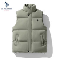 U.S. POLO ASSN.羽绒棉马甲男秋冬季户外防风百搭坎肩背心男外套 灰绿   4XL   