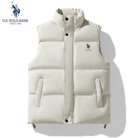 U.S. POLO ASSN.羽绒棉马甲男秋冬季户外防风百搭坎肩背心男外套 米白   2XL   