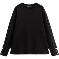 初语宽松长袖T恤女宽松打底衫2024年秋冬新款圆领百搭活页肩上衣