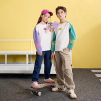 马骑顿（MQD）男童春季学院风撞色中大童百搭亲肤柔软长袖T恤 紫色 110