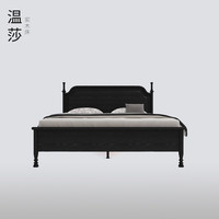 曲美家居 中古风 QM25-B2 双人床 1.8*2.0m 经典黑