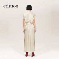 edition× SAMUEL GUI YANG联名系列桑蚕丝提花旗袍裙吊带两件套 米杏色 S