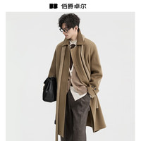 伯爵卓尔山羊绒羊毛长款双面呢大衣男2025初冬通勤男装外套 P541614 卡其 XL (180)