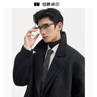 伯爵卓尔【双层领】羊驼毛羊毛双面呢大衣男士短款2025秋冬 P541604 暗影灰 XL (180)