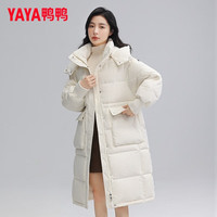 鸭鸭(YAYA)羽绒服女2023新款冬季过膝长款加厚保暖休闲连帽宽松女士外套上衣