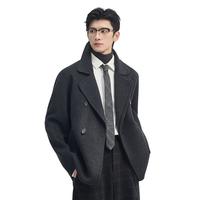 伯爵卓尔【双层领】羊驼毛羊毛双面呢大衣男士短款2025秋冬 P541604 暗影灰 S (165)