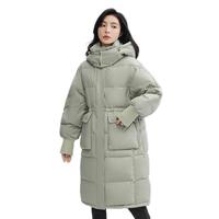 鸭鸭（YAYA）羽绒服女冬季过膝长款加厚保暖休闲连帽宽松女士外套上衣 黑色 S