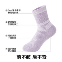 松山棉店袜子休闲袜5双装罗纹直角袜长筒袜 女-米白粉红花灰浅紫浅绿黑 5双 均码 （女:35-40码）