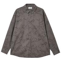 杰克·琼斯（JACK&JONES） 春季潮流百搭静奢风花卉图案满印宽松翻领长袖衬衫男款2251O3008 E40黑色 常规 M