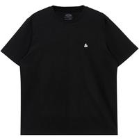 杰克·琼斯（JACK&JONES） 春季日常简约百搭多色LOGO刺绣圆领短袖T恤男款225301161 M E40黑色