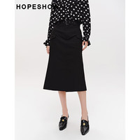 红袖纯色半身裙春季2024女装 后开叉设计显瘦气质半身裙 黑050 XL