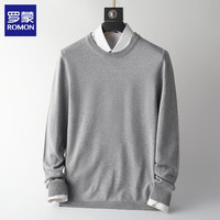 罗蒙（ROMON）男士毛衣2025秋季保暖针织衫纯色百搭打底衫休闲长袖上衣 爱玛红 L