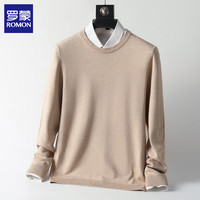ROMON男士毛衣2025秋季保暖针织衫纯色百搭打底衫休闲长袖上衣 白色 4XL